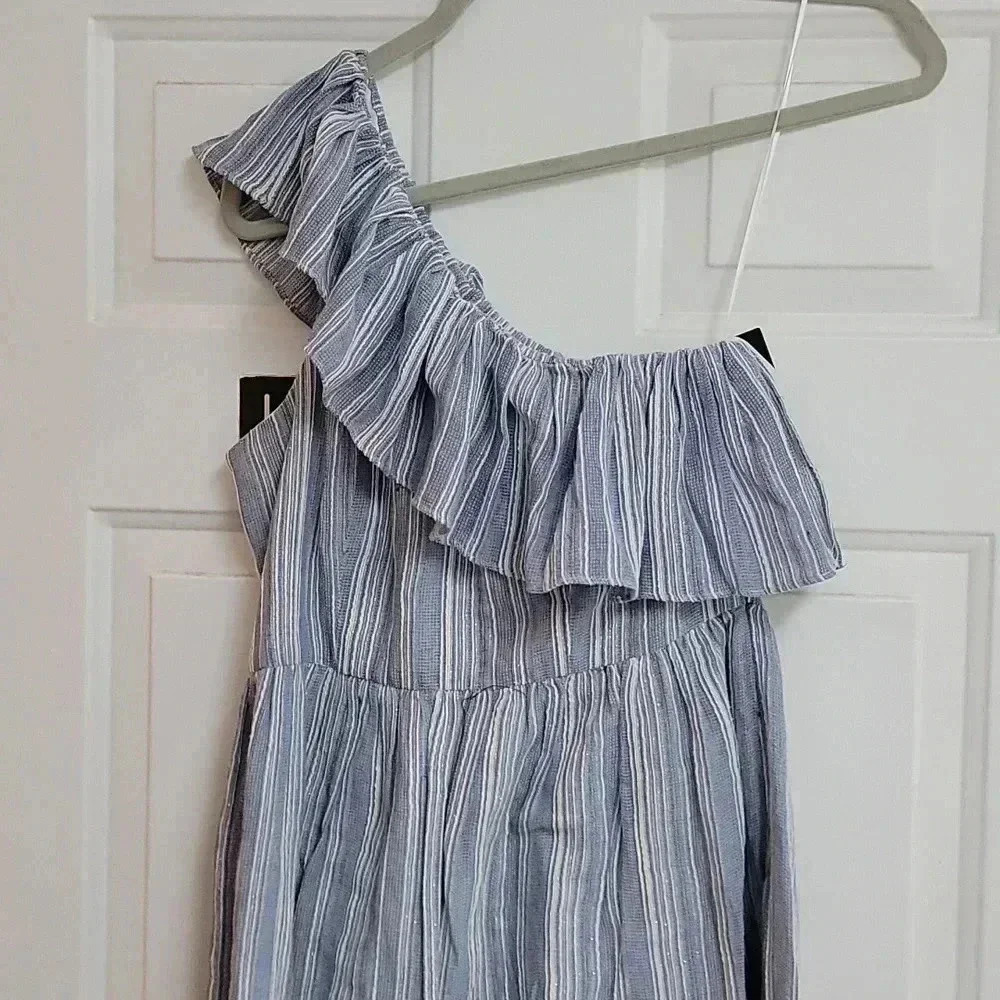 Pamela Dress in Blue & White One Shoulder Dress LoveShackFancy - Picture 3 of 14